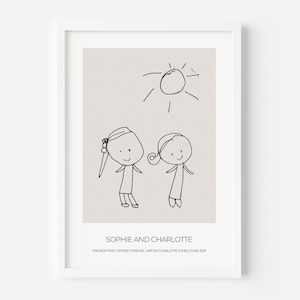 Impresión de dibujo infantil personalizada con nombre: boceto, garabato o ilustración para niños pequeños, póster de regalo, marco de descarga instantánea.