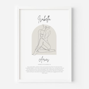 Custom Zodiac Print Name Poster| Personalised Star Sign Wall Art | Framed Astrology Gift