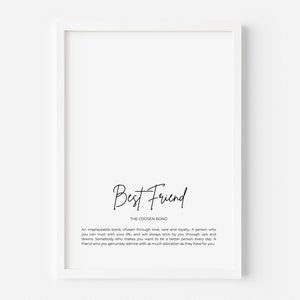 The Bestfriend Bond Print - Wall Art Poster Framed Best Friend Bestie Bridesmaid Gift Custom Download Instant