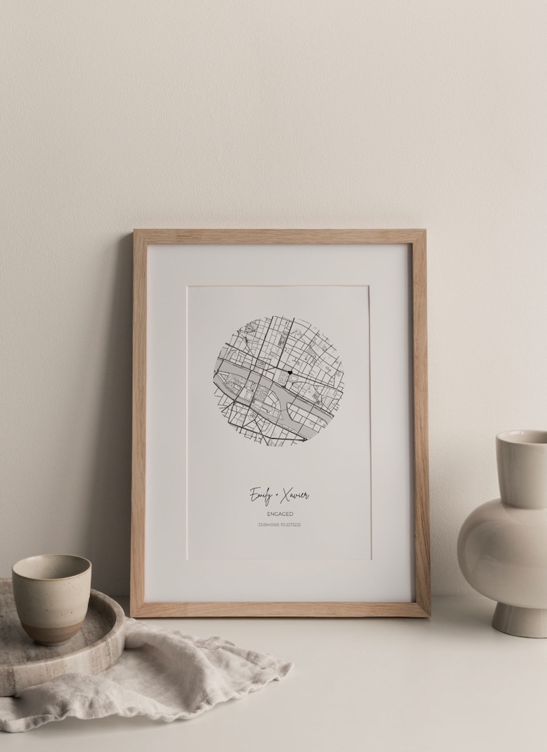 Custom Map Street Home Poster Print Framed Wall Art Location - Etsy