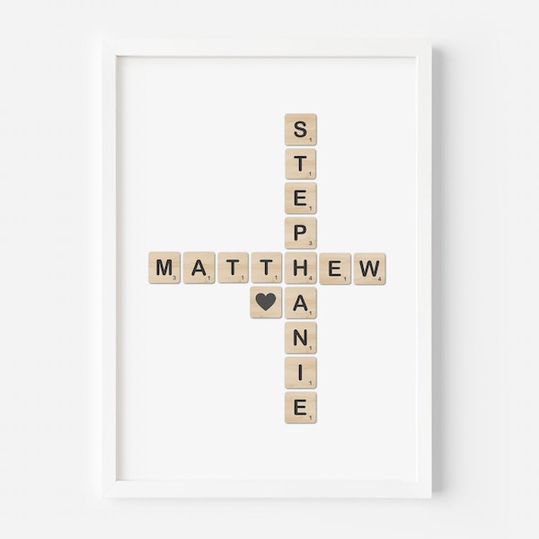 Custom Scrabble Tile Print | Personalised Family Name Poster | Personalized Scrabble Wall Art