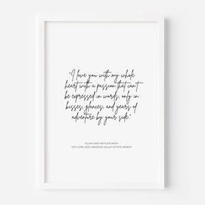 Impresión de cita personalizada / Póster de letras de canciones personalizado / Arte de pared enmarcado con votos personalizados
