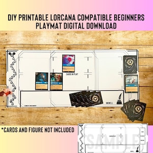 DIY unofficial lorcana tcg compatible PRINTABLE playmat PRINT from home digital download For kids & beginners color the pages with crayons
