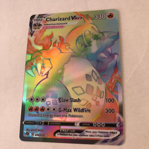 Charizard Vmax Pokmon Card Replica Vinyl Sticker Holographic Rainbow - Etsy