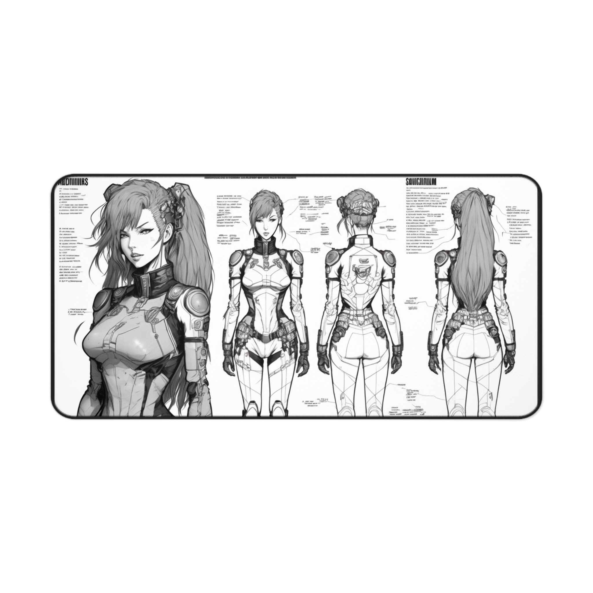 Character Design Sheet Anime Waifu Gaming Pad Mouse Large Gaming Mat ...