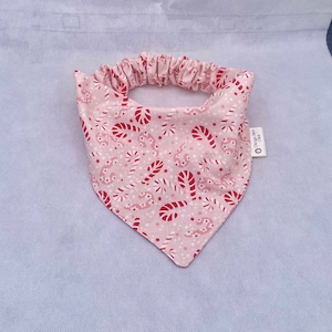 Christmas Dog Bandana: Candy Cane Print, Elastic Slip-On, Personalized