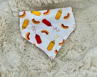 Hot Dog Print Hundehalstuch: Personalisierter Baumwoll Haustierschal