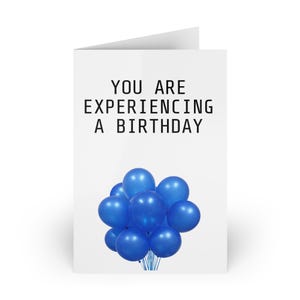 Carte de voeux d'anniversaire avec des ballons bleus - Vierge à l'intérieur