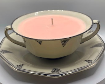 Just Peachy - Small Batch, Hand-Poured, Scented Artisan Teacup Candle | 100% Pure Coconut Soy Wax | Fragrance Profile - Fruity & Floral