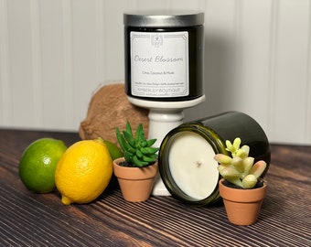 Desert Blossom - Small Batch, Hand-Poured, Scented Artisan Candle  | 100% Pure Coconut Soy Wax | Fragrance Profile - Citrus & Tropical