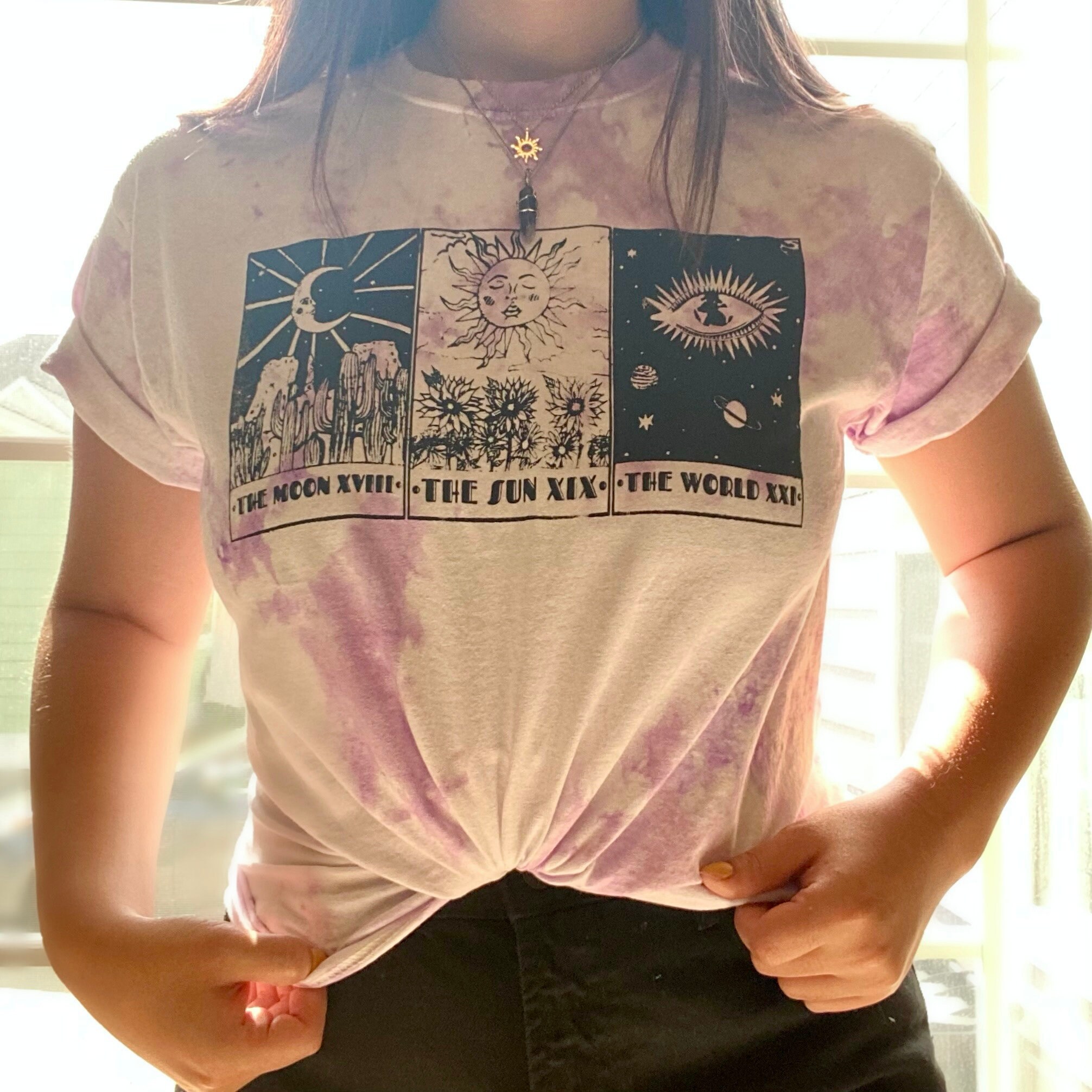 White or Purple Tie Dye Vintage Inspired Tarot Card Unisex T-Shirt | …