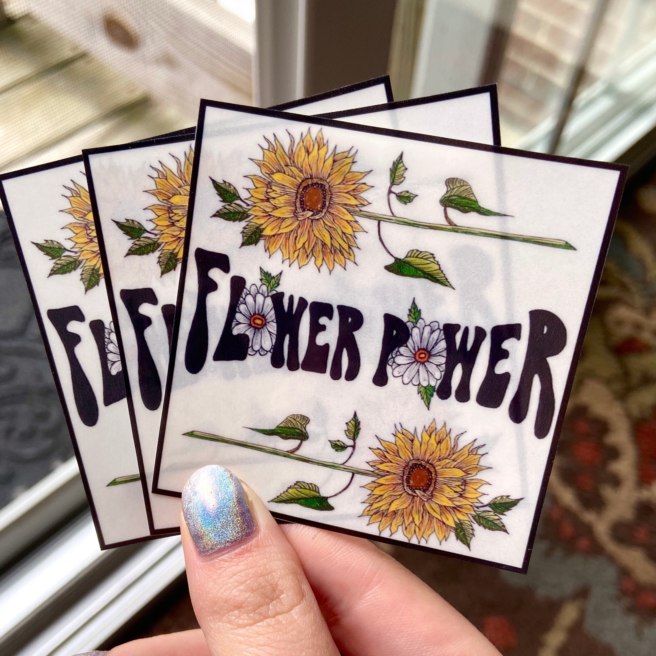 Flower Power clear sticker | Original design vintage inspired 60s 70s…
