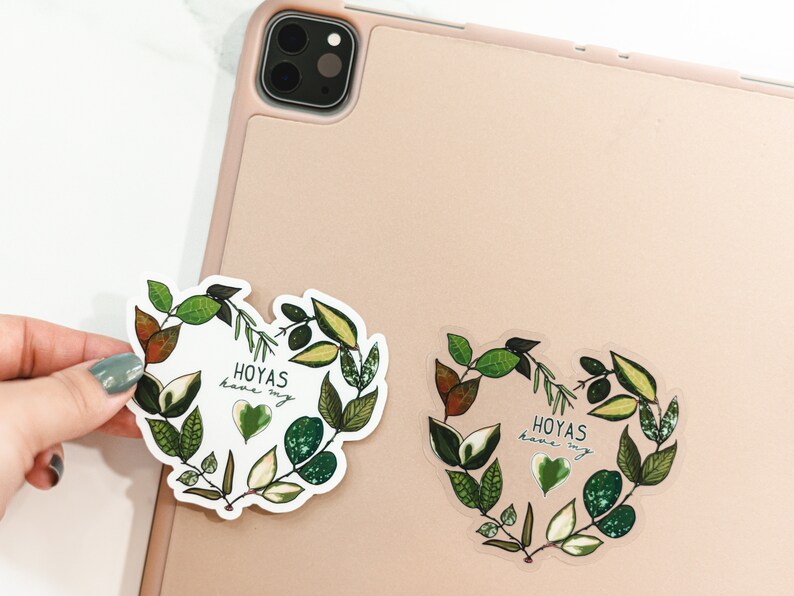 Hoyas Have My Heart // transparent vinyl sticker // gifts for plant lovers // image 3