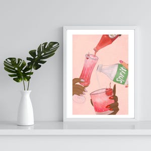 Shirley Temple Drink Art Poster Print, Dirty Shirley, Cocktail Bar Poster