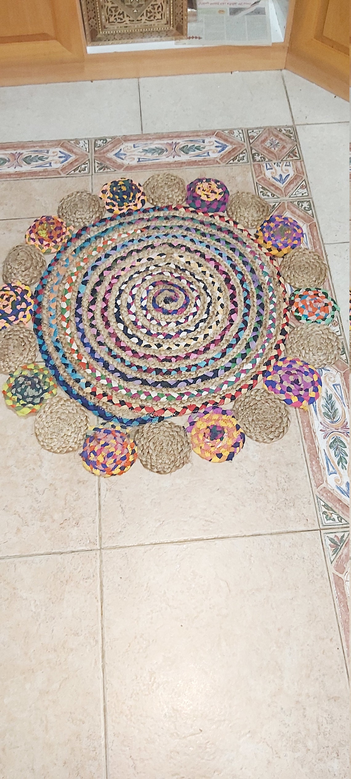 Rug 100 Natural straw Braided style Handmade Area carpet Rug Etsy