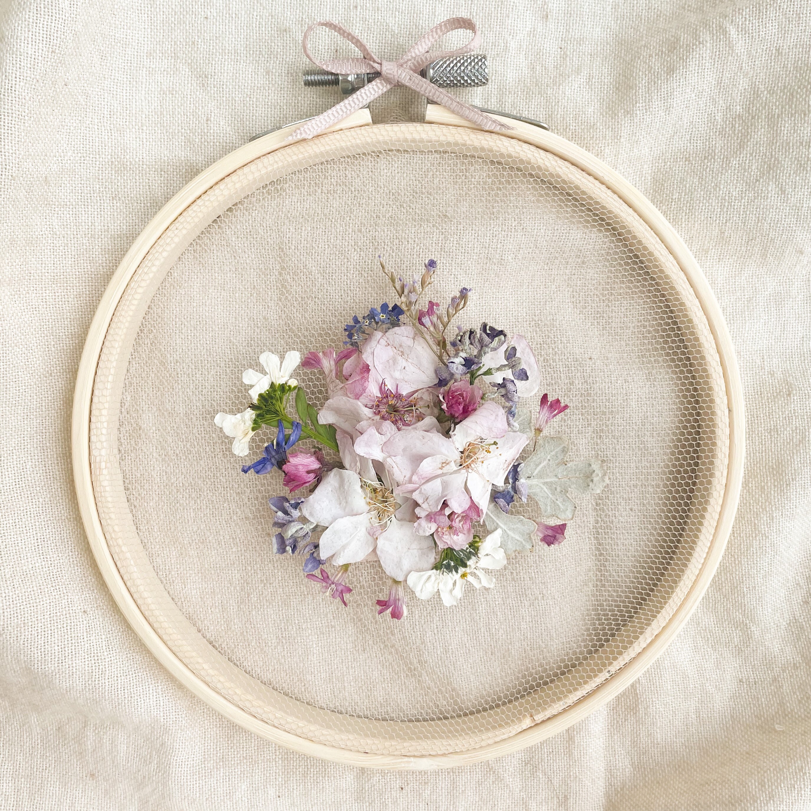Dried flower wreath. Embroidery with dried flowers. Pressed Etsy