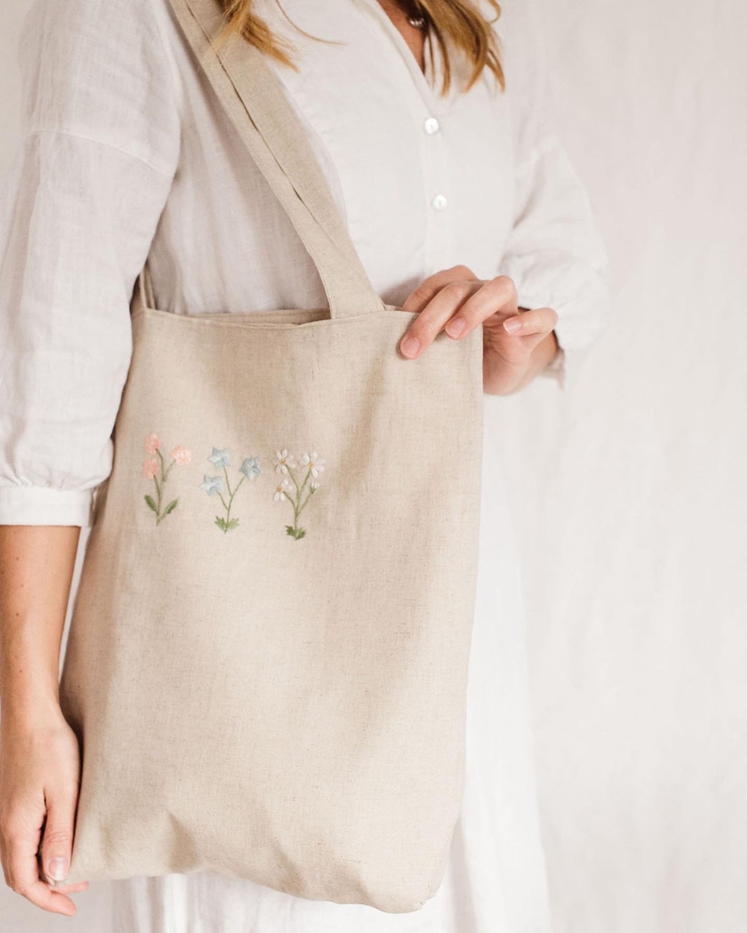 Linen Purse Pure Linen Embroidered Shoulder Bag. Tote Bag - Etsy