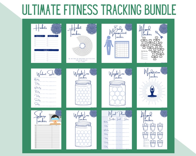 Fitness Planner Printable Printable Health and Fitness Etsy
