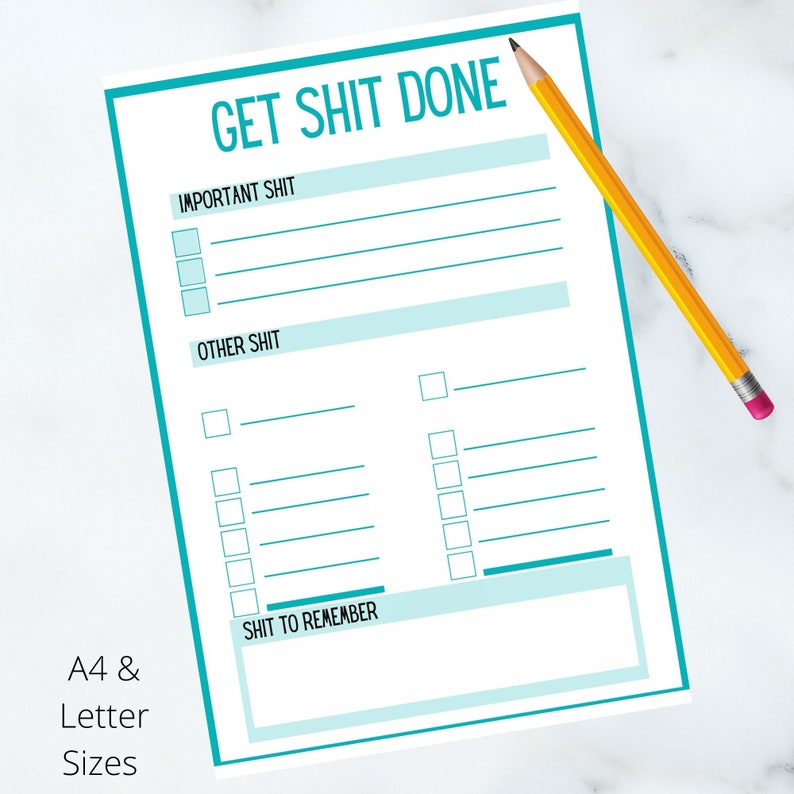Funny to Do List Get Shit Done Printable to Do List - Etsy