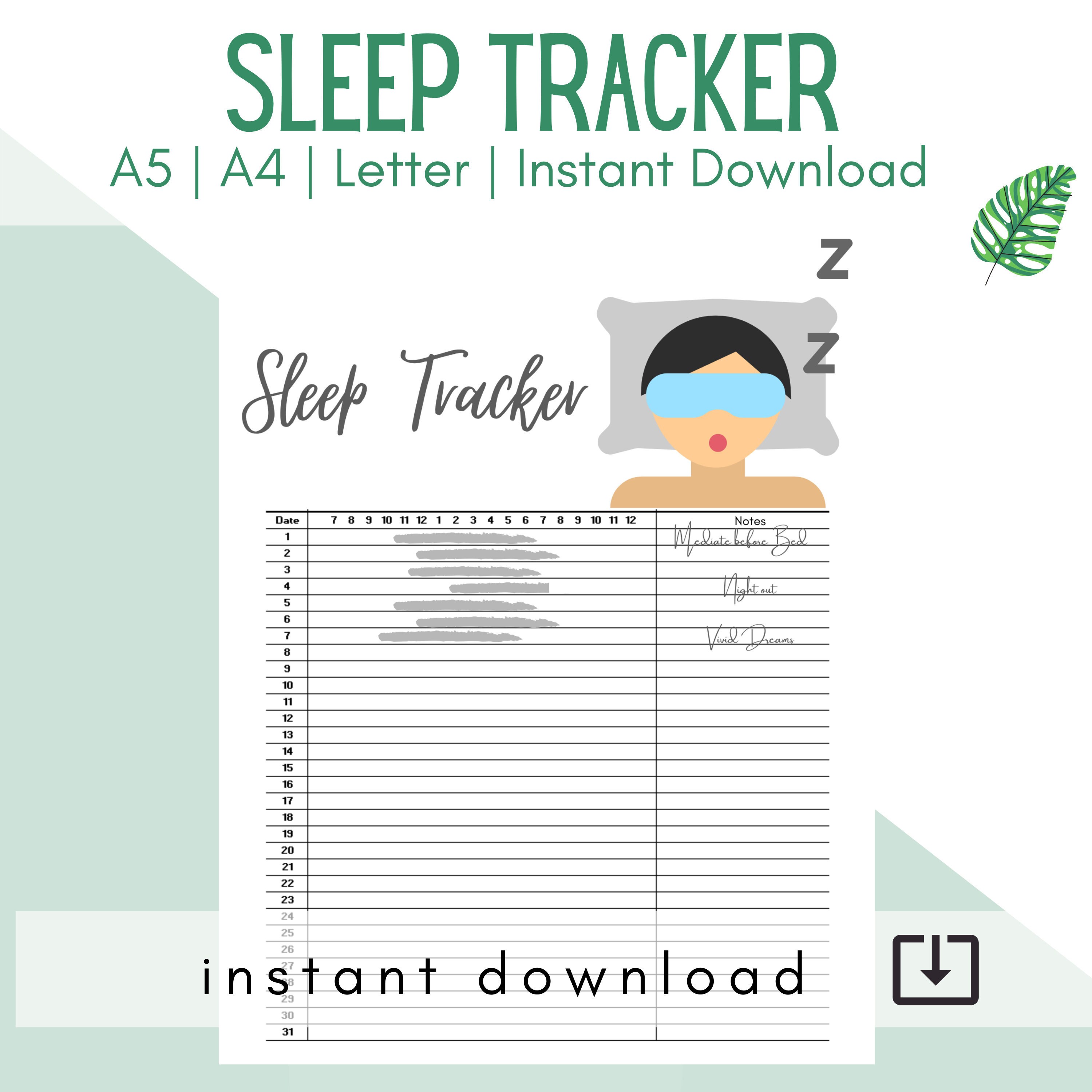 Sleep Tracker Printable for bullet journal A5 or Letter | Etsy