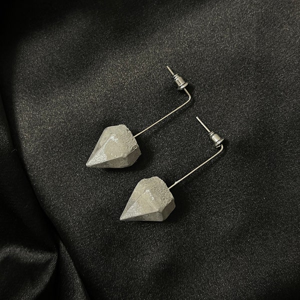 Concrete Diamond Earrings,Concrete Silver Earrings,Geometric Earrings,Cement Jewelry,Drop Earrings,Contemporary Earrings,Modern Jewelry