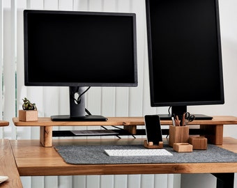 Modern Wooden Monitor Stand, Laptop Stand, Monitor Shelf, Workspace Organizer, Office Gift