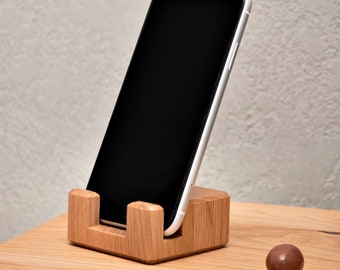 Oak wood phone stand, phone holder, ipad stand, phone accessories, tablet stand for desk, office Scandinavian decor, gift idea