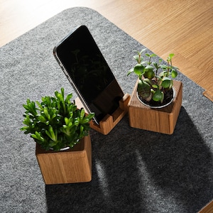 Schreibtischzubehör Set: Telefonständer + 2er Pflanzgefäßständer, Schreibtischaufbewahrung für Home Office, Geschenk für Mitarbeiter, neues Jobgeschenk, Kunstlehrergeschenk