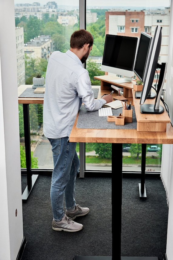 Oak Wood Monitor Riser, Large Monitor Stand Duet, Natural Ecological Desk  Accessories, Computer Stand Desk Shelf 