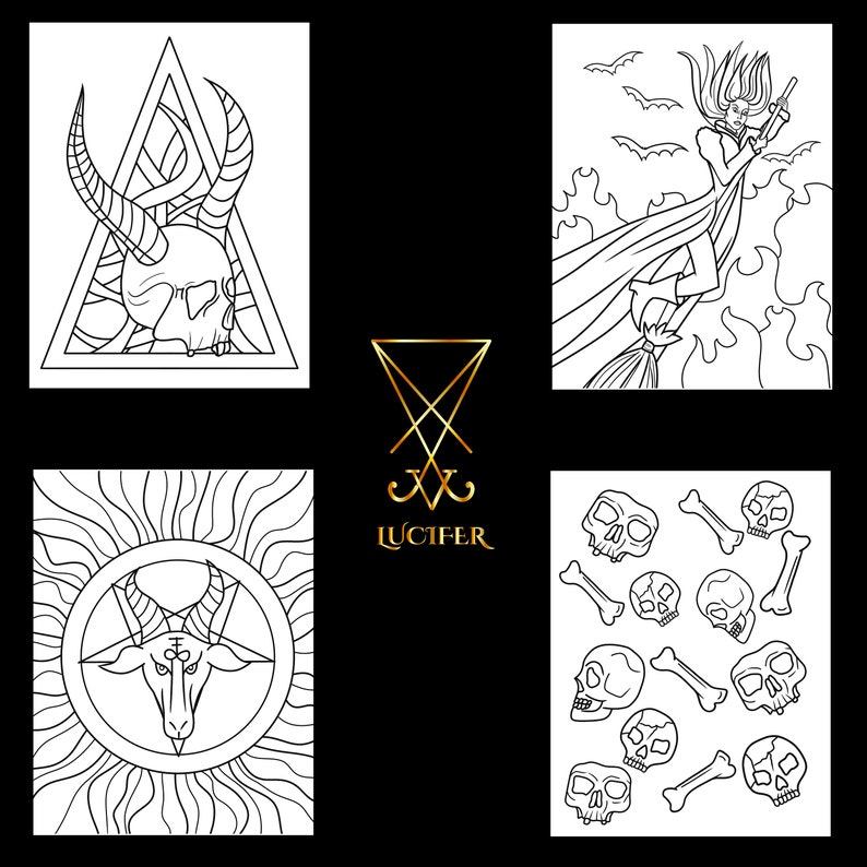 Satanism Coloring Book 30 Coloring Sheets Baphomet Print