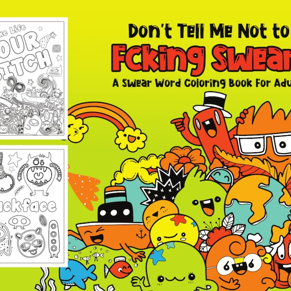 Swear Word Coloring Pages, Sweary Coloring Book, 30 Cuss Word Coloring Pages, Swear Word Coloring Book, Adult Coloring Book, Vulgar Coloring