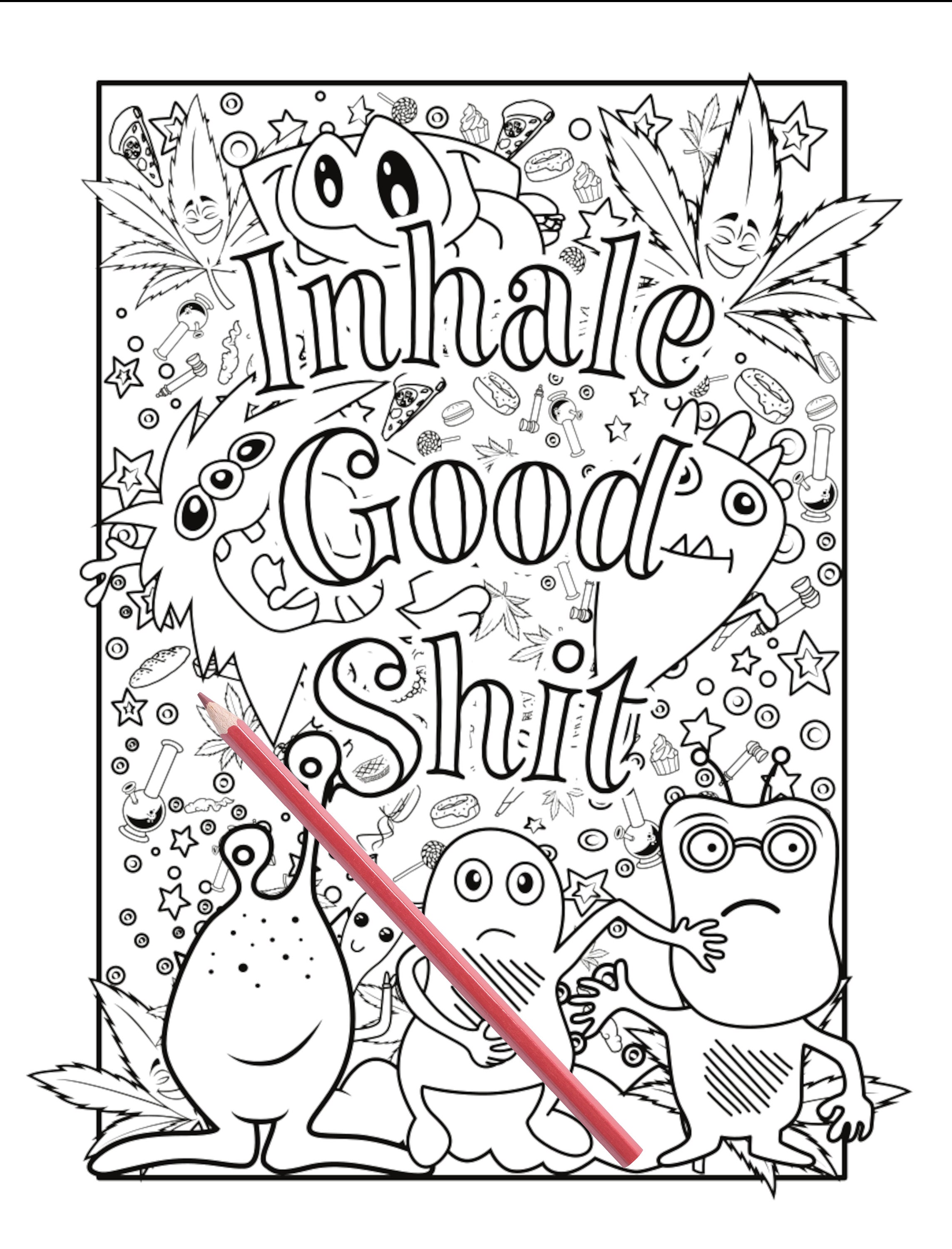 Stoner Coloring Book, Pothead Gift, 27 Coloring Pages for Adults, Magic