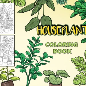 Houseplant Coloring Book, House Plant Gift, Plant Lover, Plant Mom, 30 Digital Coloring Sheets Adults, Plants Gifts, Plant Lady, Flowers