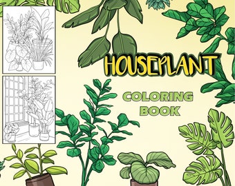 Libro para colorear de plantas de interior, Regalo de plantas de interior, Amante de las plantas, Mamá de las plantas, 30 hojas para colorear digitales para adultos, Regalos de plantas, Señora de las plantas, Flores