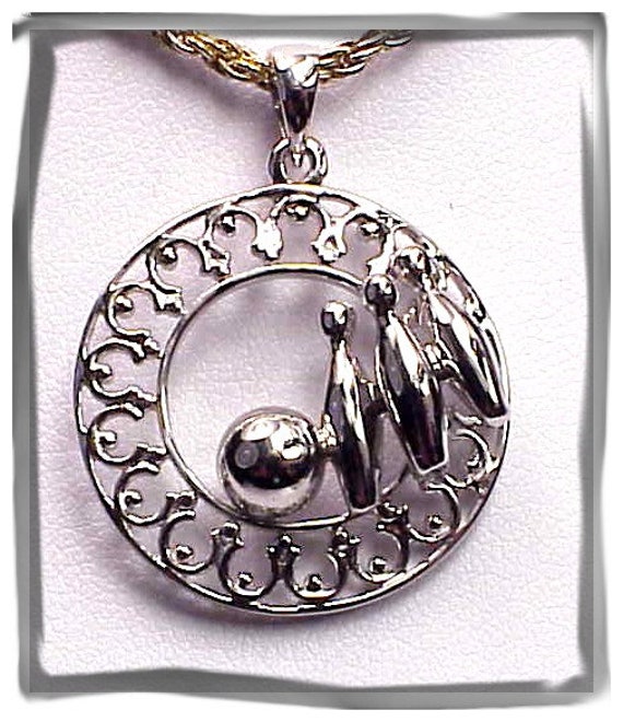 Solid Sterling Silver Bowling Pendants - image 1