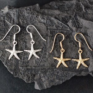 Sterling Silver Starfish Earrings beach jewelry, silver earrings for women- Starfish jewelry gift, beach earrings sea star dangle earrings