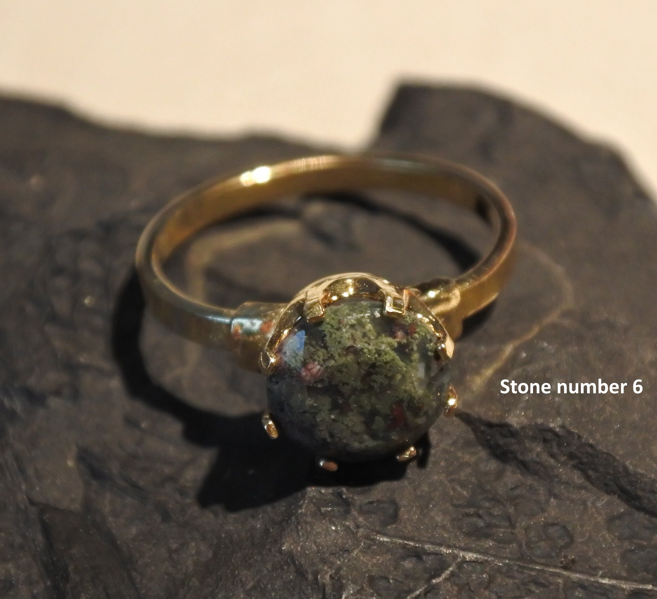 9 mm Natural Moss Agate Engagement Ring For Women Faceted | Etsy