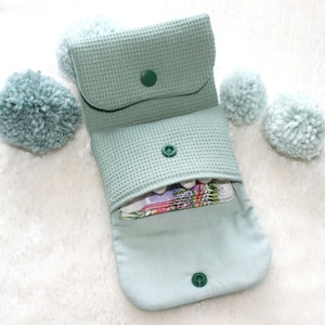 Tampontasche uni dusty green Miniwaffelstoff, Hygienetasche, Slipeinlagentasche, Minitasche, Pflastertasche