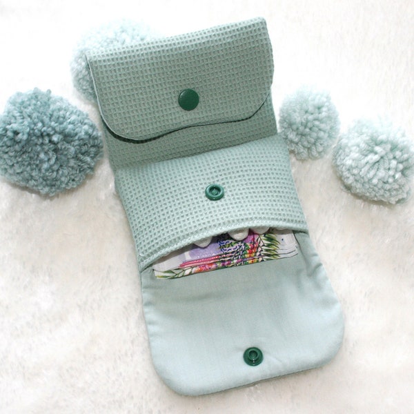 Tampon bag uni reseda mini waffle fabric, hygiene bag, panty liner bag, mini bag, plaster bag