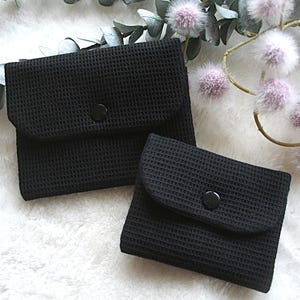 Tampontasche, Bindentasche uni schwarzer Miniwaffelstoff, Hygienetasche, Slipeinlagentasche, Minitasche, Pflastertasche Inkontinenzeinlagen