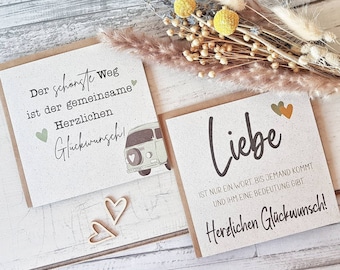 Hochzeitskarten Graspapier | Hochzeit Campervan | Glückwunschkarten zur Hochzeit