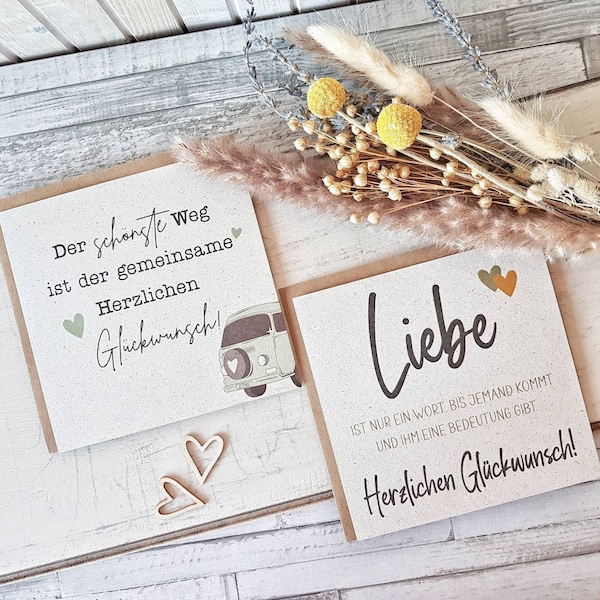 Hochzeitskarten Graspapier | Hochzeit Campervan | Glückwunschkarten zur Hochzeit