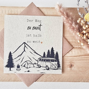 Graspapierkarte Liebe, Vanlife, Campervan | Hochzeitskarte "Der Weg zu zweit" | Nachhaltige Valentinstagskarte