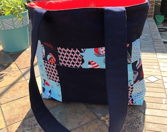 Nautical Themed Handmade Tote Bag / Fabric Purse / Shoulder Bag