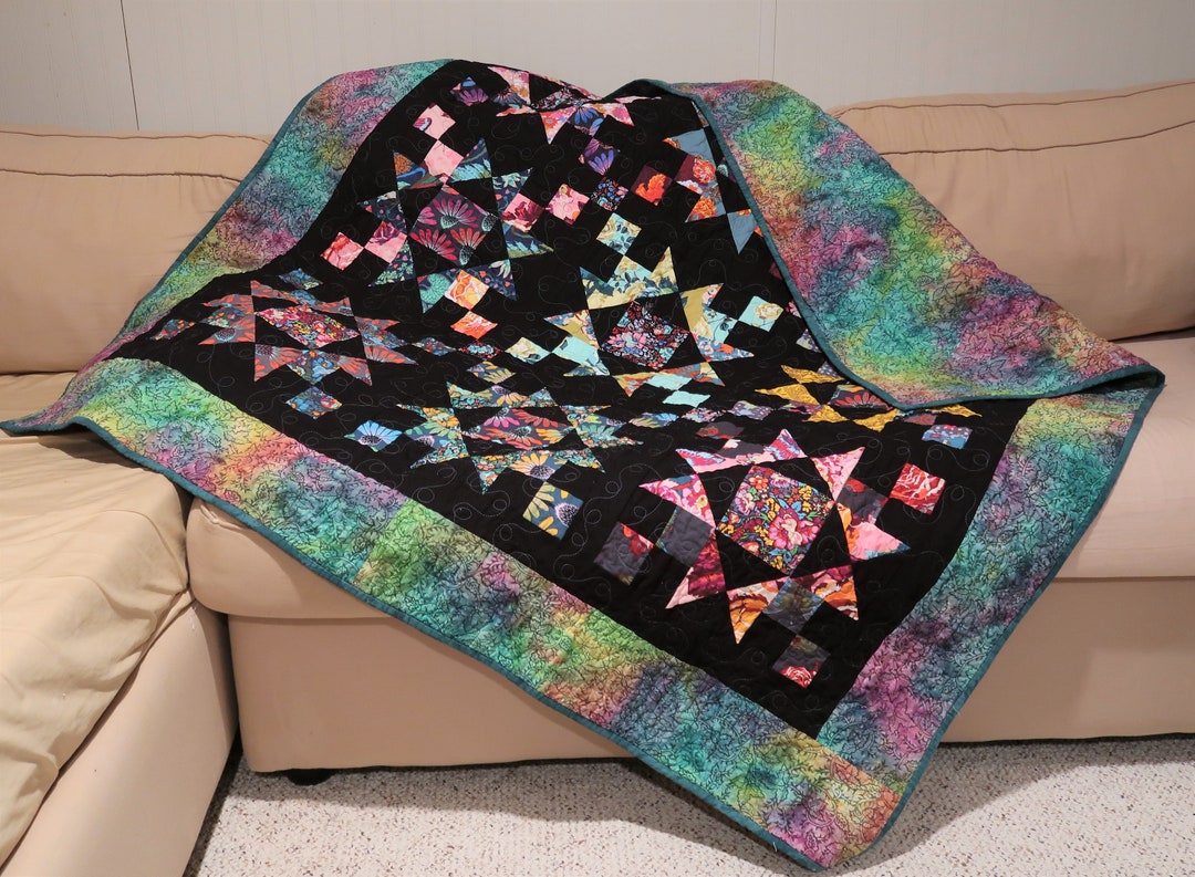 Starry Night Patchwork Lap / Throw / Picnic Quilt - Etsy