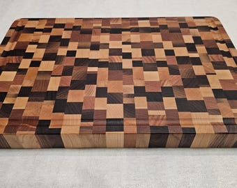 Walnut, Maple, and Cherry End Grain Chaos Cutting Board