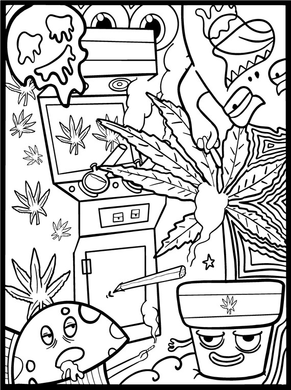 14 Stoner Coloring Pages Coloring Cannabis Stoner Trippy Printable 