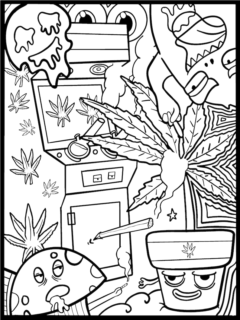 Funny Stoner Coloring page for adults Illustration Stoner | Etsy