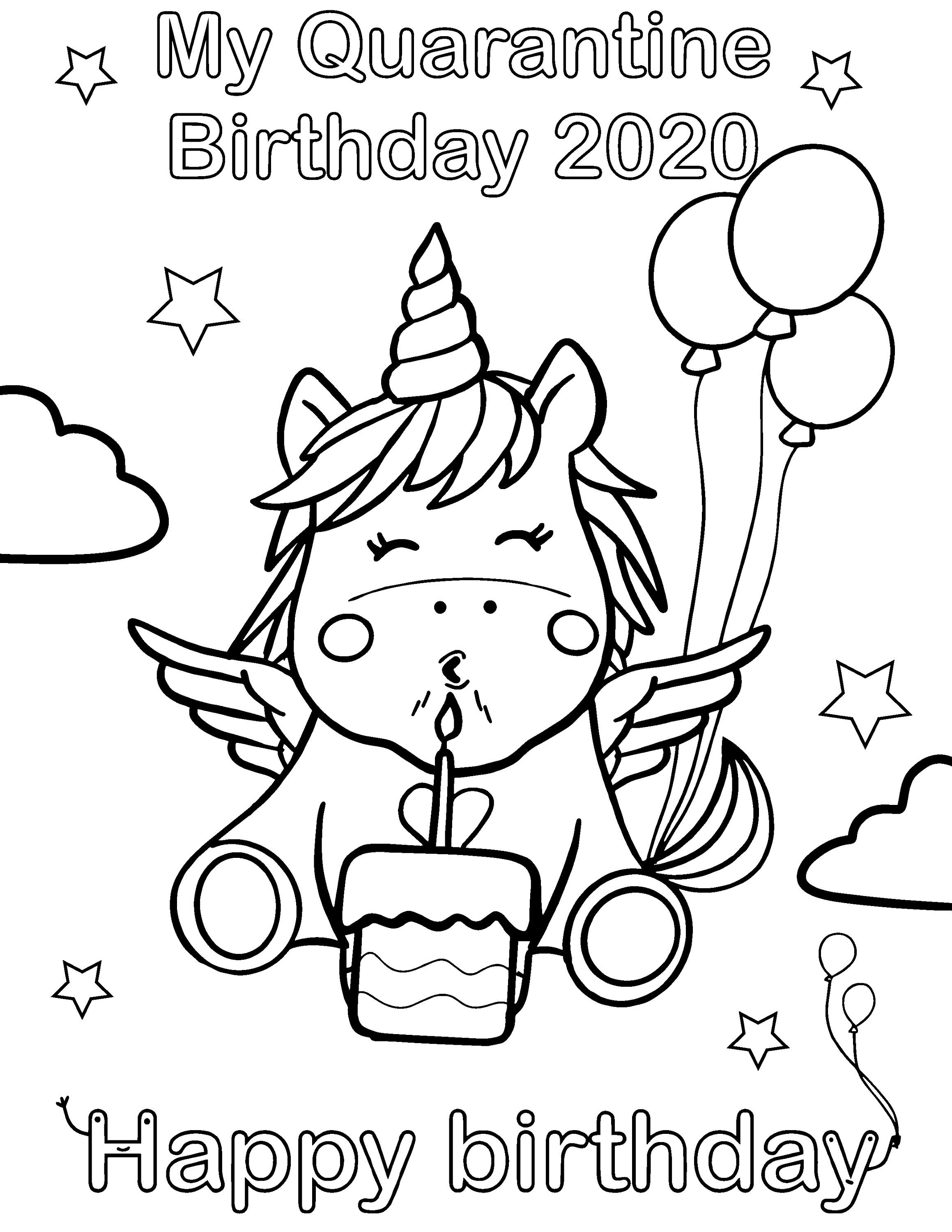 Download My Quarantine Birthday Quarantine 2020 Coloring Page Unicorn | Etsy