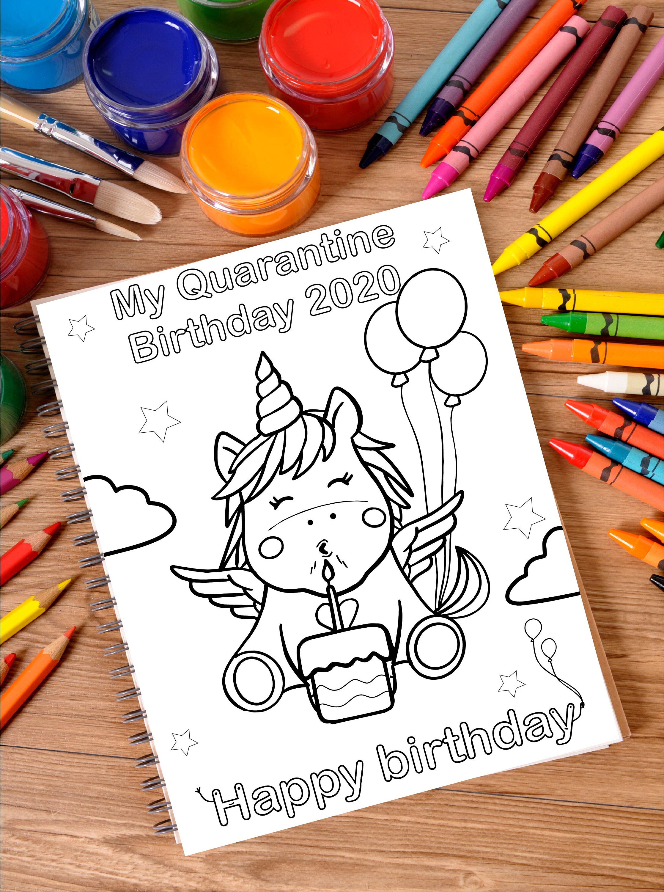 Download My Quarantine Birthday Quarantine 2020 Coloring Page Unicorn | Etsy